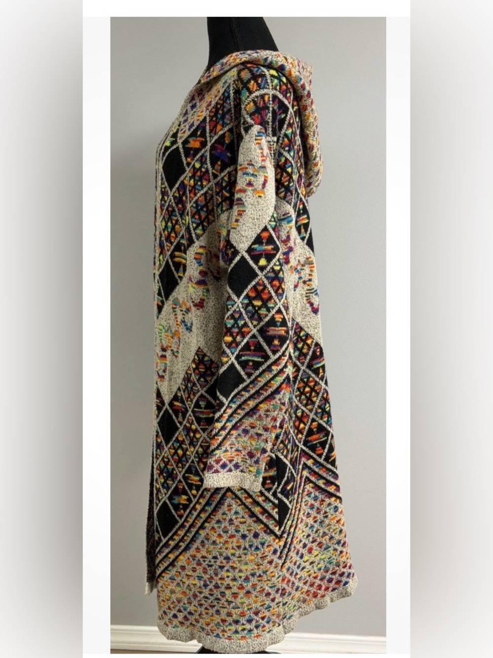Northern Angel Women’s Multicolored Aztec Hooded Duster Cardigan Size M/L - Picture 2 of 7